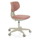Chaise pivotante pour des enfants KID CLASSIC rose avec assise rembourrée et base à cinq roulettes de hjh OFFICE – vue à 360° (vue de trois quarts avant 60°)
