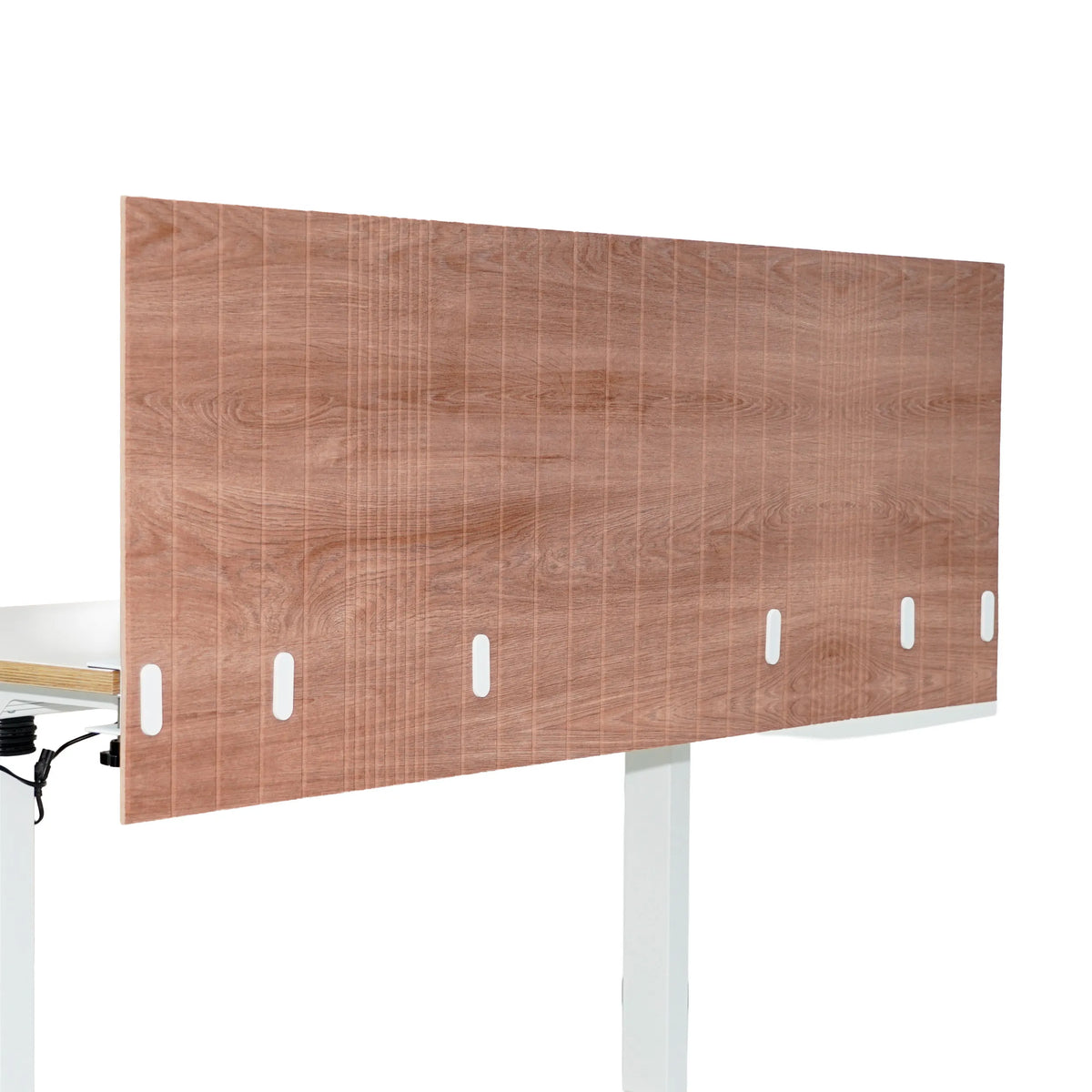 Cloison de table FLEXMIUT ROLL W marron aspect bois avec six ouvertures ovales de hjh OFFICE