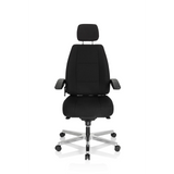 Siège pivotant XXL 24 HOURS I noir avec appuie-tête et étoile à cinq roulettes de hjh OFFICE – vue à 360° (vue de face 0°)