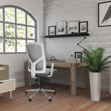 Siège de bureau à domicile BRETON BASE W gris avec cadre blanc et dossier en maille de hjh OFFICE