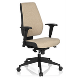 Siège de bureau professionnel PRO-TEC 500 beige avec accoudoirs et base noire à cinq roulettes de hjh OFFICE – vue à 360° (vue de trois quarts avant 40°)