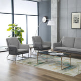 Fauteuil rembourré LAGUN gris clair avec piètement gris foncé de hjh OFFICE