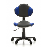 Chaise pivotante pour des enfants KIDDY GTI-2 gris bleu avec dossier en maille et base à cinq roulettes de hjh OFFICE – vue à 360° (vue de face 0°)