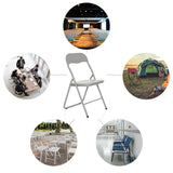 Chaise pliante TUDELA BASIC grise en PVC avec différents exemples d'utilisation dans des découpes circulaires de hjh OFFICE