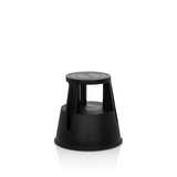 Tabouret marchepied TIO-M I noir avec surface ronde et pied conique de hjh OFFICE – vue à 360° (vue de face 20°)