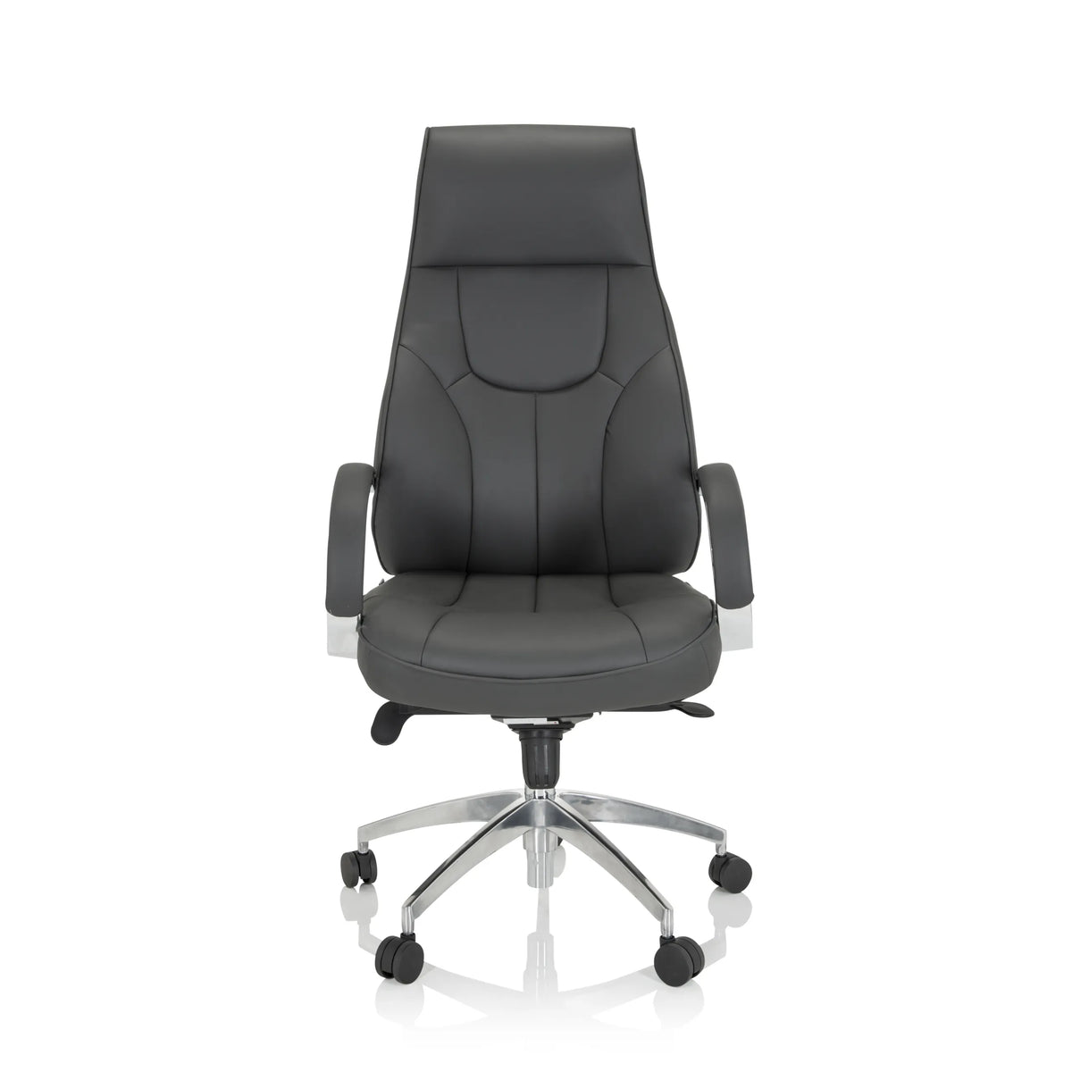 Siège de direction de qualité professionnelle ELEGANCE I gris avec accoudoirs et pied brillant à cinq roulettes de hjh OFFICE – vue à 360° (vue de face 0°)