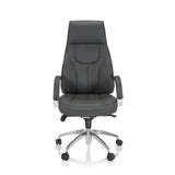 Siège de direction de qualité professionnelle ELEGANCE I gris avec accoudoirs et pied brillant à cinq roulettes de hjh OFFICE – vue à 360° (vue de face 0°)