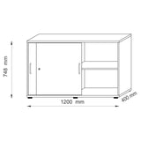 Dessin technique de l'armoire à portes coulissantes BETA S 1752S 1200 × 400 mm de hjh OFFICE PRO