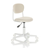 Chaise pivotante pour des enfants KIDDY BASE I beige avec rembourrage et base blanche à cinq roulettes de hjh OFFICE – vue à 360° (vue de trois quarts avant 45°)