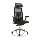 Siège de bureau haut de gamme POFIT GEN2 noir avec dossier en maille et piètement à cinq roulettes de hjh OFFICE – vue à 360° (vue de trois quarts avant 30°)