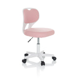 Chaise pivotante pour des enfants KIDDY TOP W rose avec structure blanche et base à cinq roulettes de hjh OFFICE – vue à 360° (vue de trois quarts avant 60°)