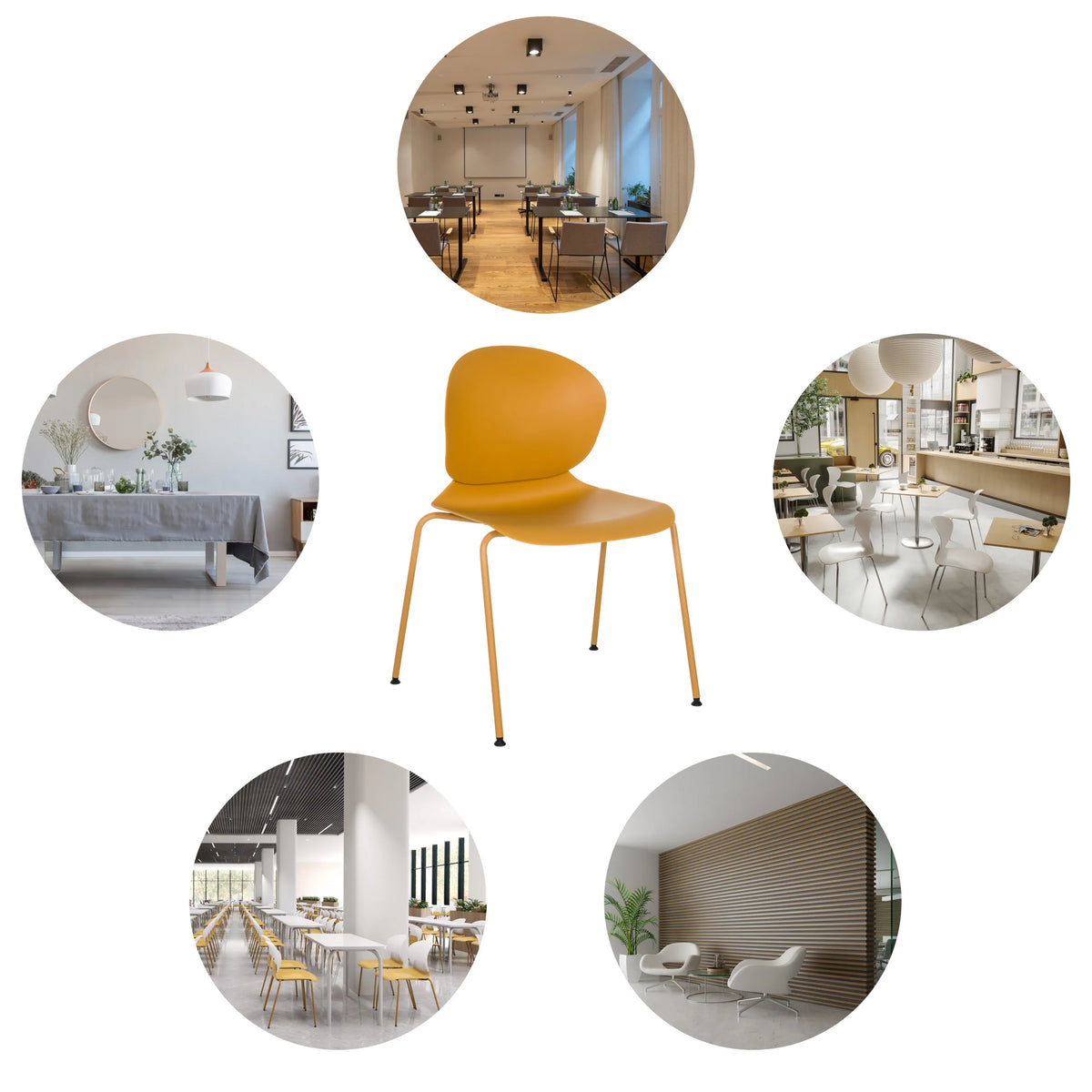 Chaise à quatre pieds jaune T36 VI avec des pieds fins en métal de hjh OFFICE