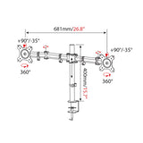 Dessin technique de la Fixation pour écran VM-MF2 d'une largeur de 681 mm de hjh OFFICE