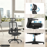 Appuie-tête, profondeur d'assise et vérin à gaz réglables du siège de bureau de qualité professionnelle ARCEO B en noir de hjh OFFICE