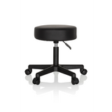 Tabouret pivotant noir OPERATOR I avec assise rembourrée et piètement à cinq roulettes de hjh OFFICE – vue à 360° (vue de face 0°)