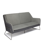 Canapé lounge LAGUN gris clair avec des accents gris foncé et des pieds métalliques fins de hjh OFFICE – vue à 360° (vue arrière 180°)