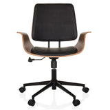 Siège de bureau à domicile CENCA II noir avec coque en bois et piétement à cinq roulettes de hjh LIVING – vue à 360° (vue de face 0°)
