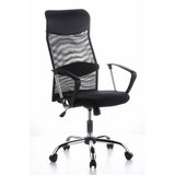 Siège de direction pour bureau à domicile ARIA HIGH noir avec dossier en maille et base à cinq roulettes de hjh OFFICE – vue à 360° (vue de trois quarts avant 40°)