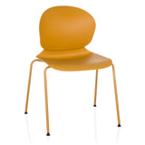 Chaise à quatre pieds T36 VI jaune avec coque d'assise arrondie et dossier de hjh OFFICE – vue à 360° (vue de face 15°)