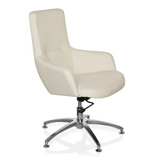 Fauteuil de salon SHAKE 300 blanc crème avec pied en étoile brillant et cinq roulettes de hjh OFFICE – vue à 360° (vue de trois quarts avant 60°)