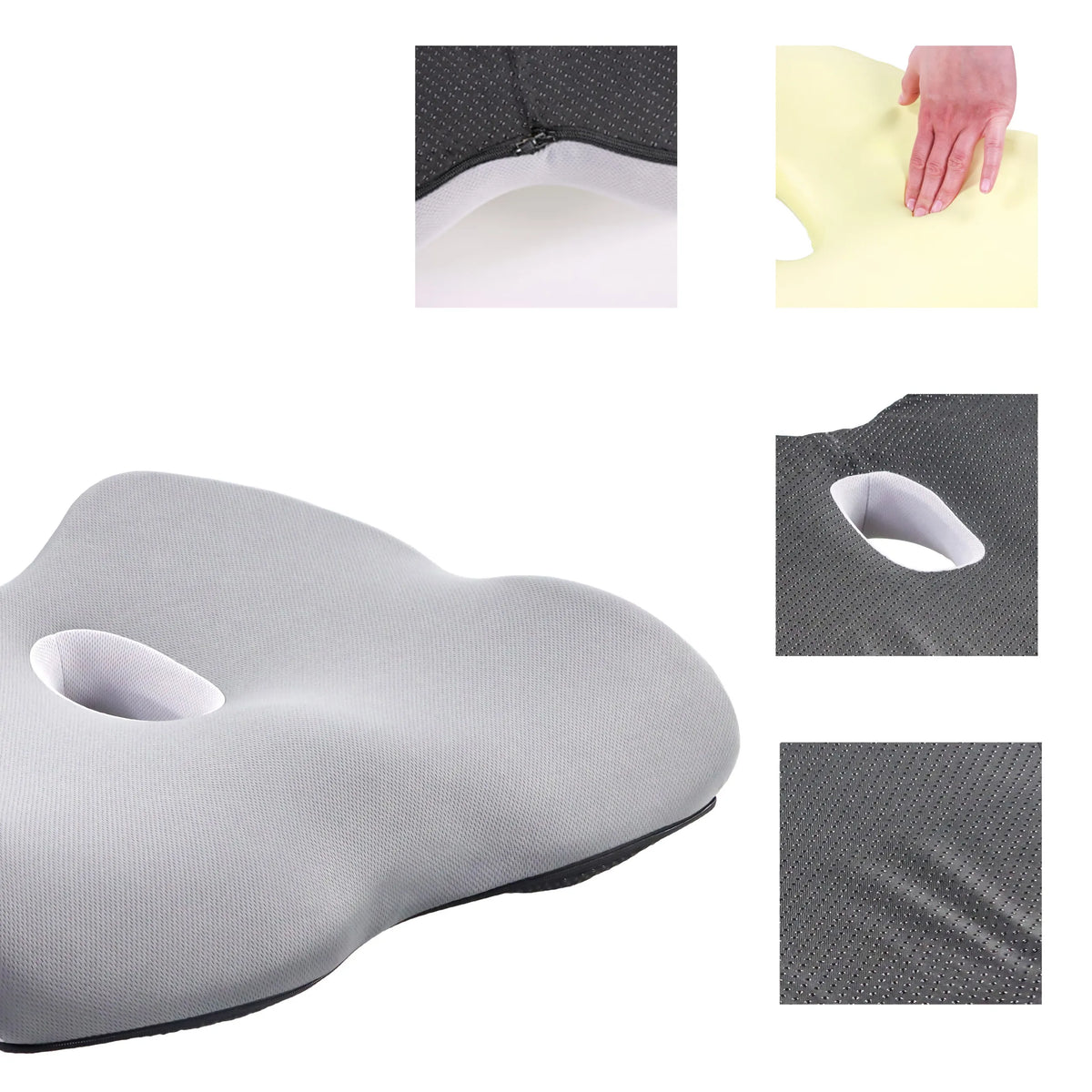 Coussin de siège MEDISIT IV gris avec housse amovible, noyau en mousse et découpe de hjh OFFICE
