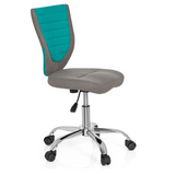 Chaise pivotante pour des enfants KIDDY COMFORT gris turquoise avec pied en étoile et cinq roulettes de hjh OFFICE – vue à 360° (vue de trois quarts avant 60°)