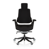 Siège de bureau de qualité professionnelle SPEKTRE BLACK noir avec appui-tête, accoudoirs et base à roulettes de hjh OFFICE – vue à 360° (vue de face 0°)