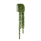 Plante artificielle tombante Senecio Climb de couleur verte avec cache-pot blanc de hjh OFFICE