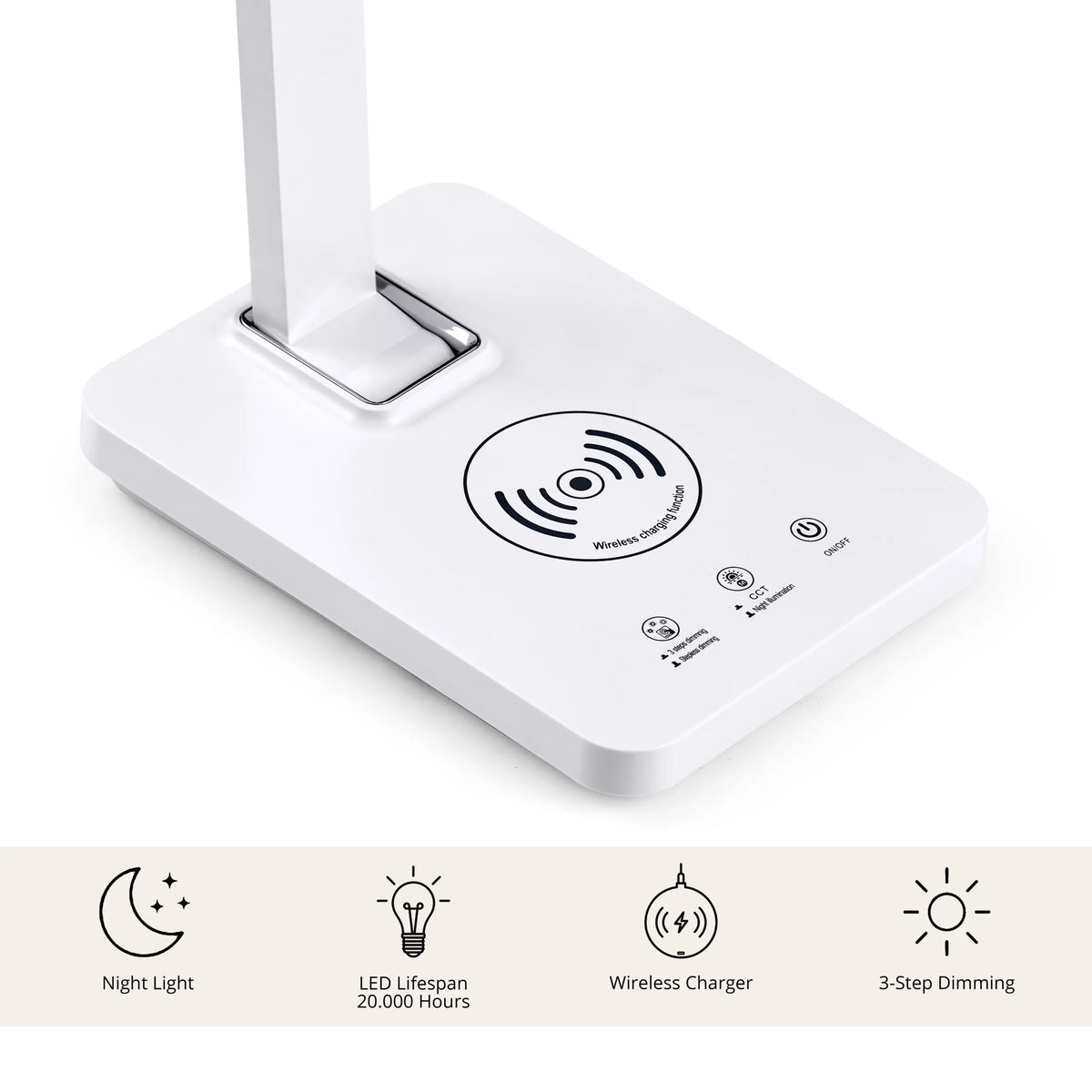 Socle de la lampe de bureau Lumanova D1 avec fonction de charge sans fil intégrée et commande tactile de hjh OFFICE