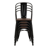 Chaises de bistrot empilables VANTAGGIO COMFORT W en noir avec assises marron de hjh OFFICE