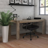 Siège de bureau à domicile ENCO noir à une table en bois dans une pièce lumineuse de hjh OFFICE