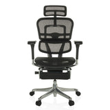Siège de direction de luxe ERGOHUMAN PLUS LEGPRO GEN2 noir avec dossier maille et base à cinq roulettes de hjh OFFICE – vue à 360° (vue de face 0°)