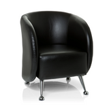Fauteuil rembourré noir ST. LUCIA avec pieds en métal brillants de hjh OFFICE – vue à 360° (vue de face 20°)
