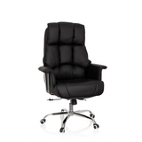 Siège de direction de qualité professionnelle COMMANDER noir avec revêtement matelassé et pied à cinq roulettes de hjh OFFICE – vue à 360° (vue de face 20°)
