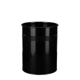 Poubelle CLEAN III noire avec motif de trous perforés dans la partie supérieure de hjh OFFICE – vue à 360° (vue de face 0°)