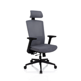 Siège de bureau de qualité professionnelle CAPTIVO gris avec dossier mesh, appui-tête et base à roulettes de hjh OFFICE – vue à 360° (vue de trois quarts avant 40°)