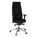 Siège de bureau de qualité professionnelle MOVE-TEC PRO 3D noir avec appui-tête et base à cinq roulettes de hjh OFFICE – vue à 360° (vue de face 20°)