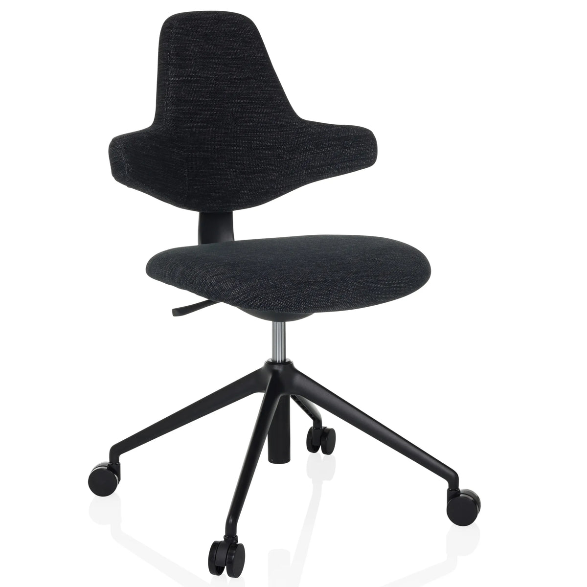 Siège de bureau de qualité professionnelle PALIANO noir avec rembourrage et piètement à cinq roulettes de hjh OFFICE – vue à 360° (vue de face 15°)