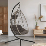 Fauteuil suspendu COCOVA avec rembourrage gris et structure noire de hjh LIVING