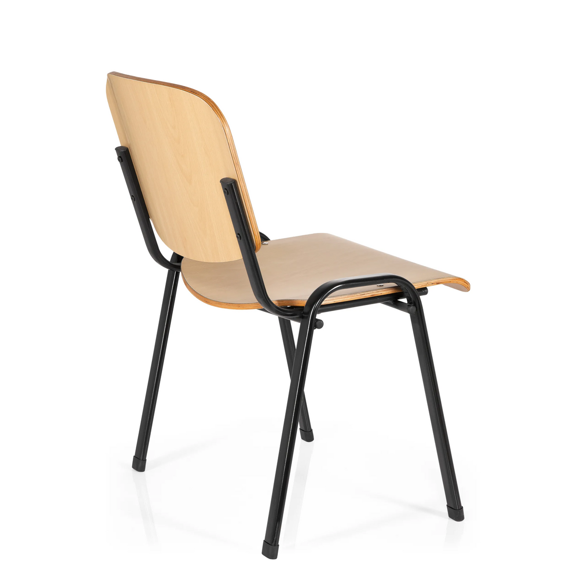 Chaise à quatre pieds XT 600 SW H avec assise et dossier en hêtre et structure noire de hjh OFFICE – vue à 360° (vue de trois quarts arrière 120°)