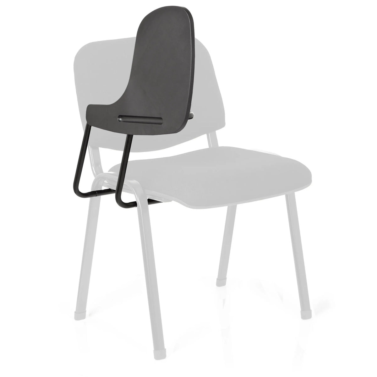 Chaise à quatre pieds TABLET XT 600 noire avec tablette d'écriture attachée de hjh OFFICE – vue à 360° (vue de profil 80°)