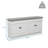 Dessin dimensionnel de l'armoire à chaussures ESTHA I de 104 × 52 cm et capacité de charge jusqu'à 150 kg de hjh LIVING