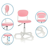 Chaise pivotante pour des enfants KIDDY BASE I rose avec vues détaillées du réglage de la hauteur et des roulettes de hjh OFFICE