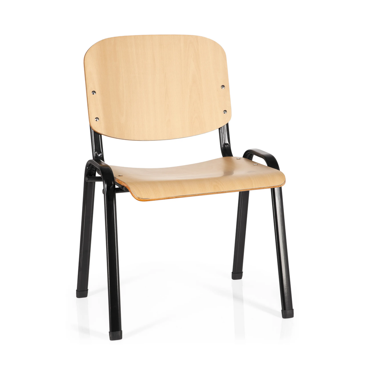 Chaise à quatre pieds XT 600 SW H avec assise et dossier en hêtre et structure noire de hjh OFFICE – vue à 360° (vue de face 20°)