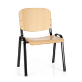 Chaise à quatre pieds XT 600 SW H avec assise et dossier en hêtre et structure noire de hjh OFFICE – vue à 360° (vue de face 20°)
