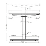 Dessin coté du bureau à hauteur réglable électriquement XMST 22 G avec indication de hauteur de 72 à 119 cm de hjh OFFICE PRO
