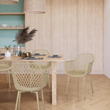 Chaise d'extérieur beige BEGIO L avec dossier en maille et accoudoirs de hjh LIVING