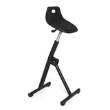 Siège assis-debout TOP WORK 31 noir avec coque d'assise et pied en T de hjh OFFICE – vue à 360° (vue de trois quarts avant 60°)