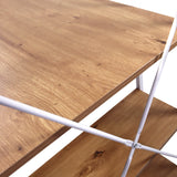 Surface en bois et montants en métal blanc du bureau Easy Up3 aspect chêne de hjh LIVING