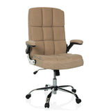 Siège de direction pour bureau à domicile RELAX WD 100 beige en velours côtelé et base à roulettes de MyBuero – vue à 360° (vue de face 15°)